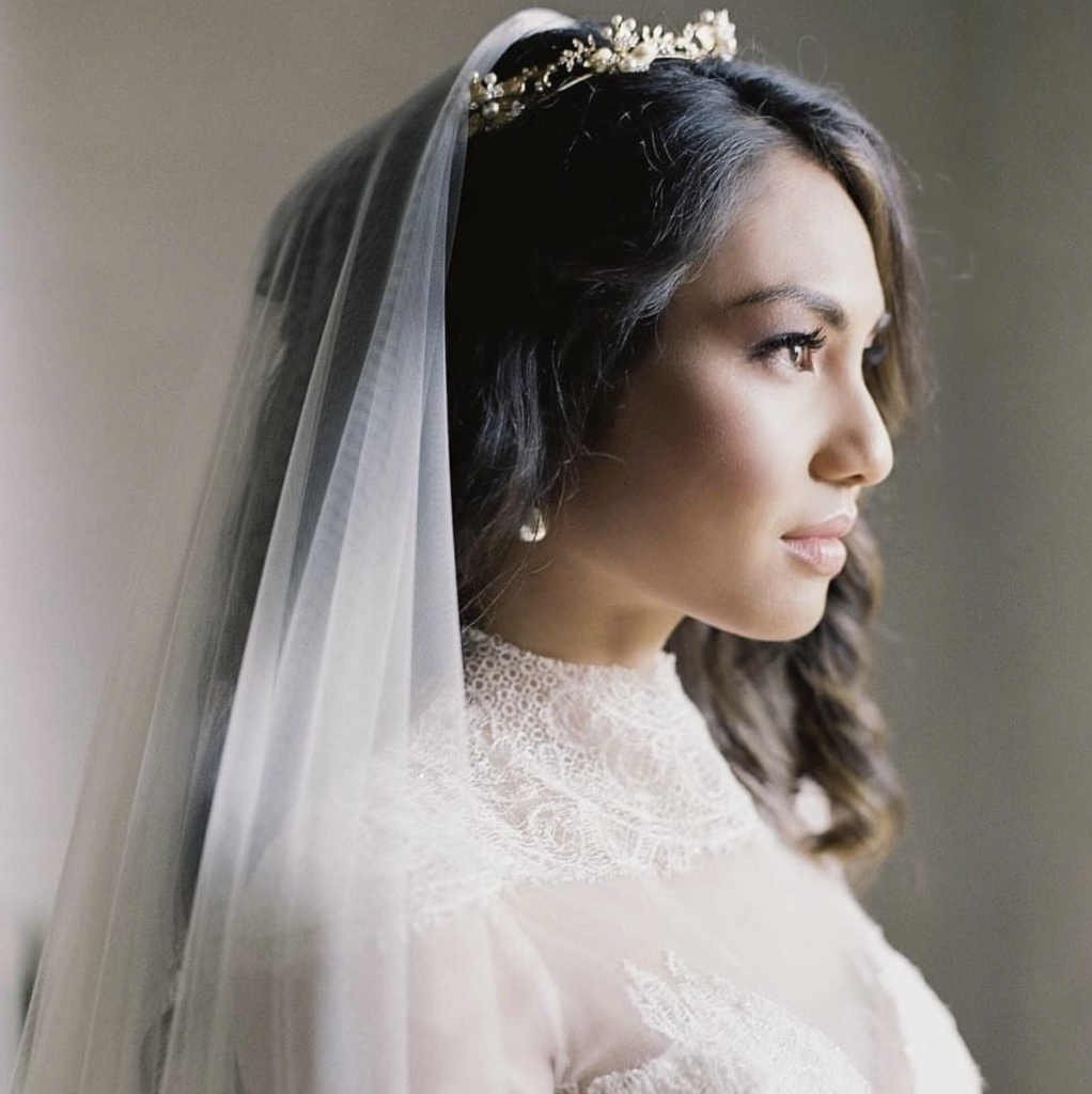 Bride Jessica wears FLEUR crown 1