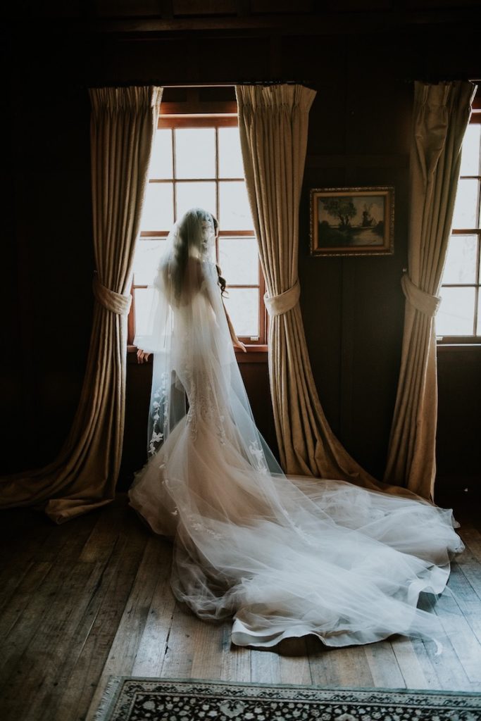 Bride Hailey wears bespoke ORCHID veil 3