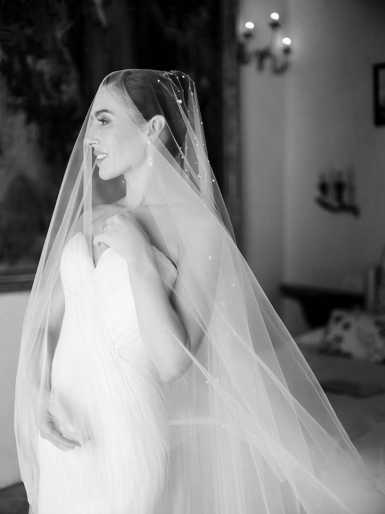 Bride Shereen wears 300cm mixed pearl crystal drop veil 8