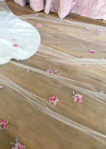 A Vision in Pink - Crafting a bespoke pink wedding veil for Leeda 10