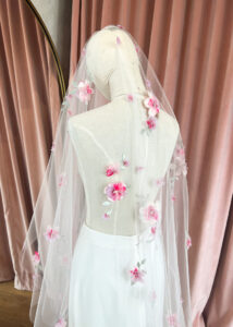 A Vision in Pink - Crafting a bespoke pink wedding veil for Leeda 7