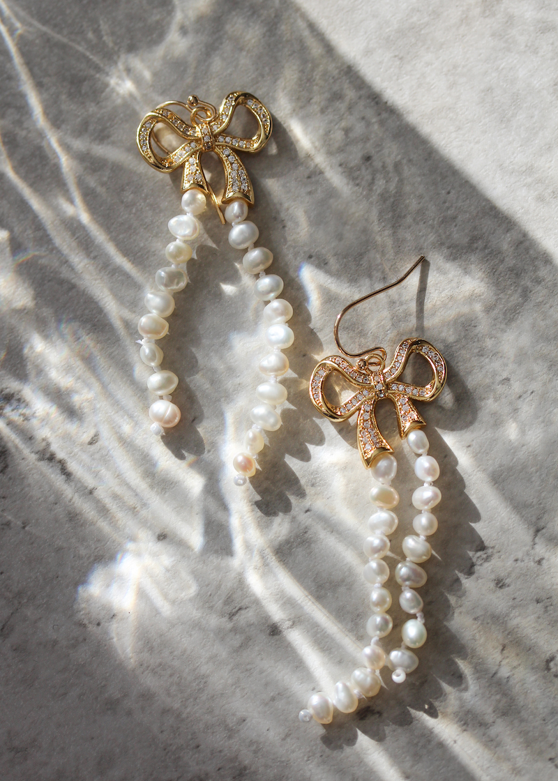 Trinket Pearl Bow Earrings 6