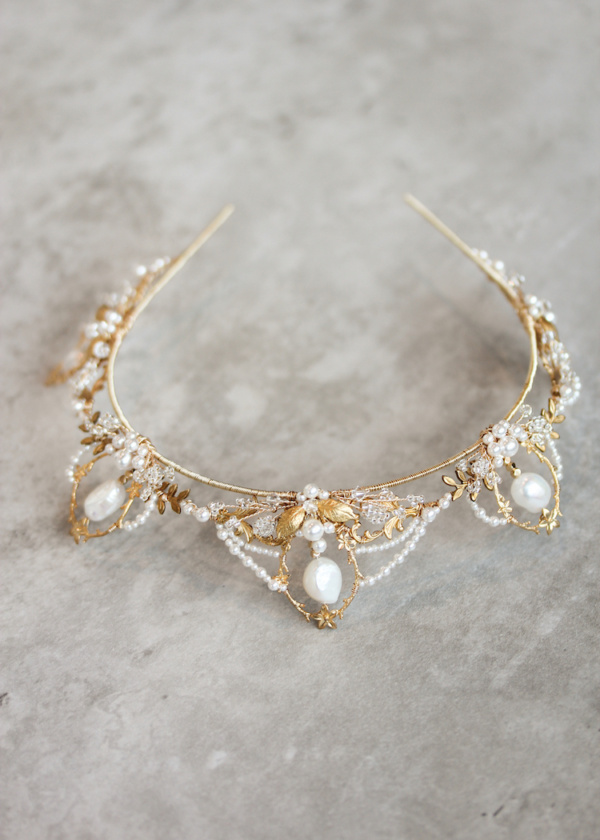 Allegra Gold Pearl Wedding Crown 1.jpg