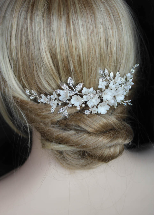 Wisteria Floral Headpiece In Silver And Ivory 1.jpg