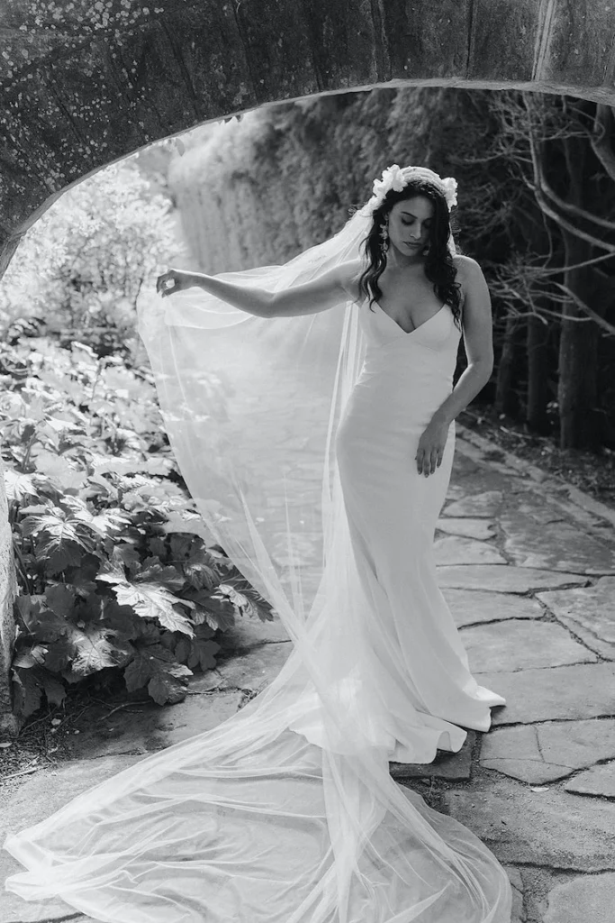 Augustine Juliet Cap Veil With Flowers 1