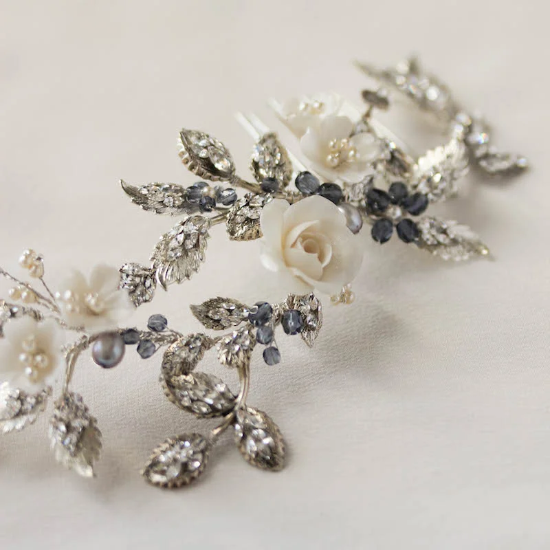 Lady Grey Silver Floral Headpiece 4