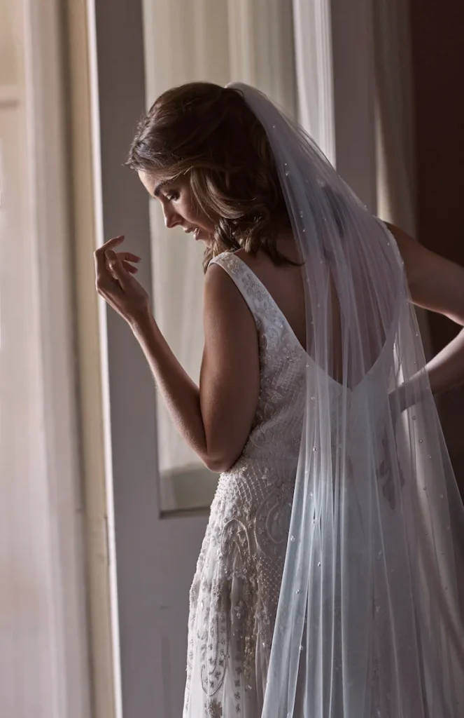 Loren Chapel Wedding Veil With Pearls 2