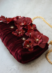 Ruby Maroon Flower Clutch 10