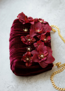 Ruby Maroon Flower Clutch 3