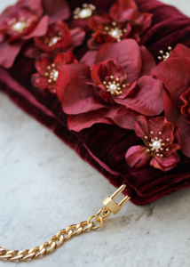 Ruby Maroon Flower Clutch 4