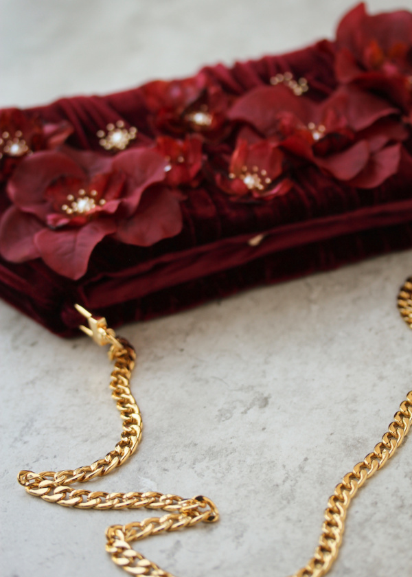 Ruby Maroon Flower Clutch 8