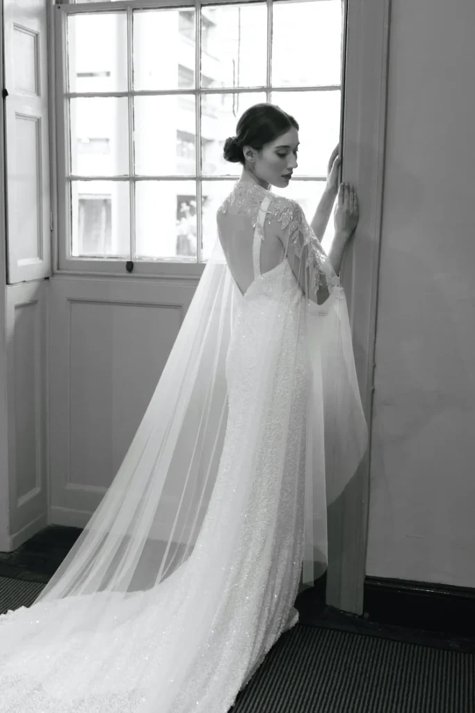 Waterfall Silver Bridal Cape 1