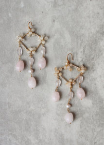 Bella Donna Rose Quartz Dangle Earrings 1