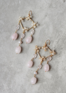 Bella Donna Rose Quartz Dangle Earrings 4
