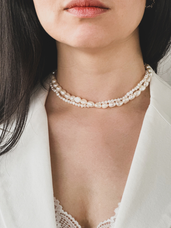 Esme Double Pearl Bridal Necklace 1