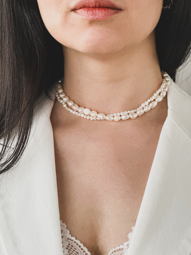 Esme Double Pearl Bridal Necklace 1