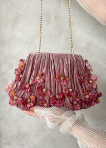 Farfalla Pink Flower Clutch 1