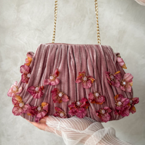 Farfalla Pink Flower Clutch 1