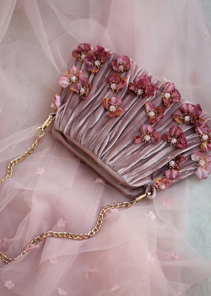 Farfalla Pink Flower Clutch 2