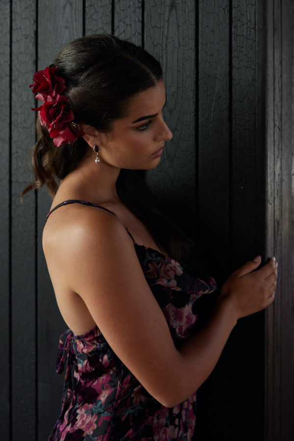 Garnet Floral Hair Clip 5