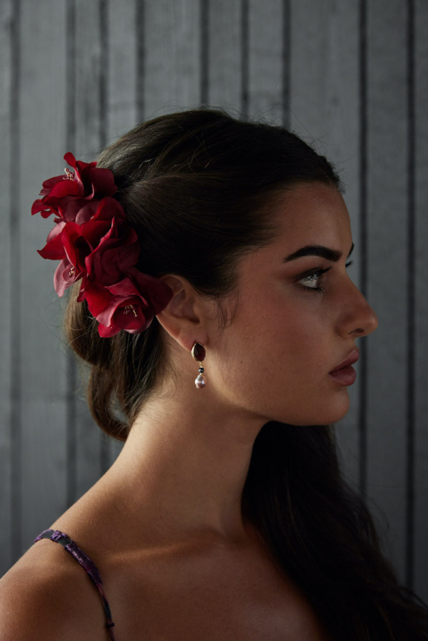 Garnet Floral Hair Clip 6