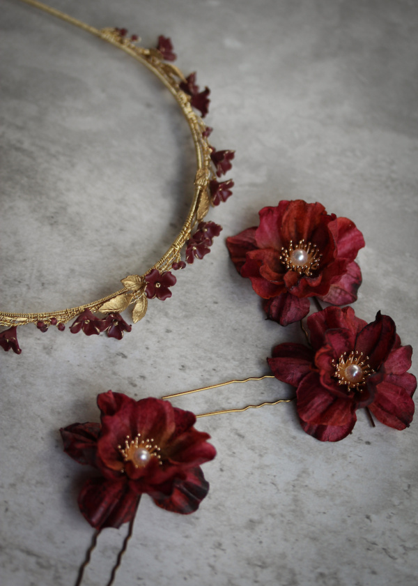 Romeo Maroon Floral Headband 11