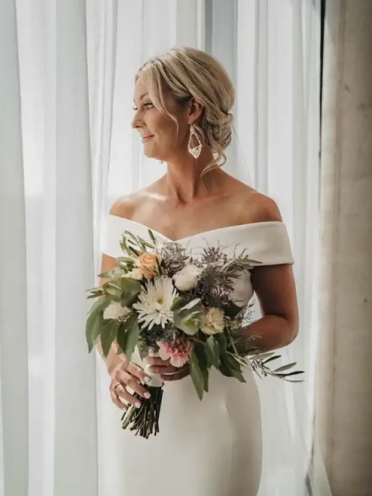 197 Bride Melissa Wears Our Zoe Earrings 5 750x930