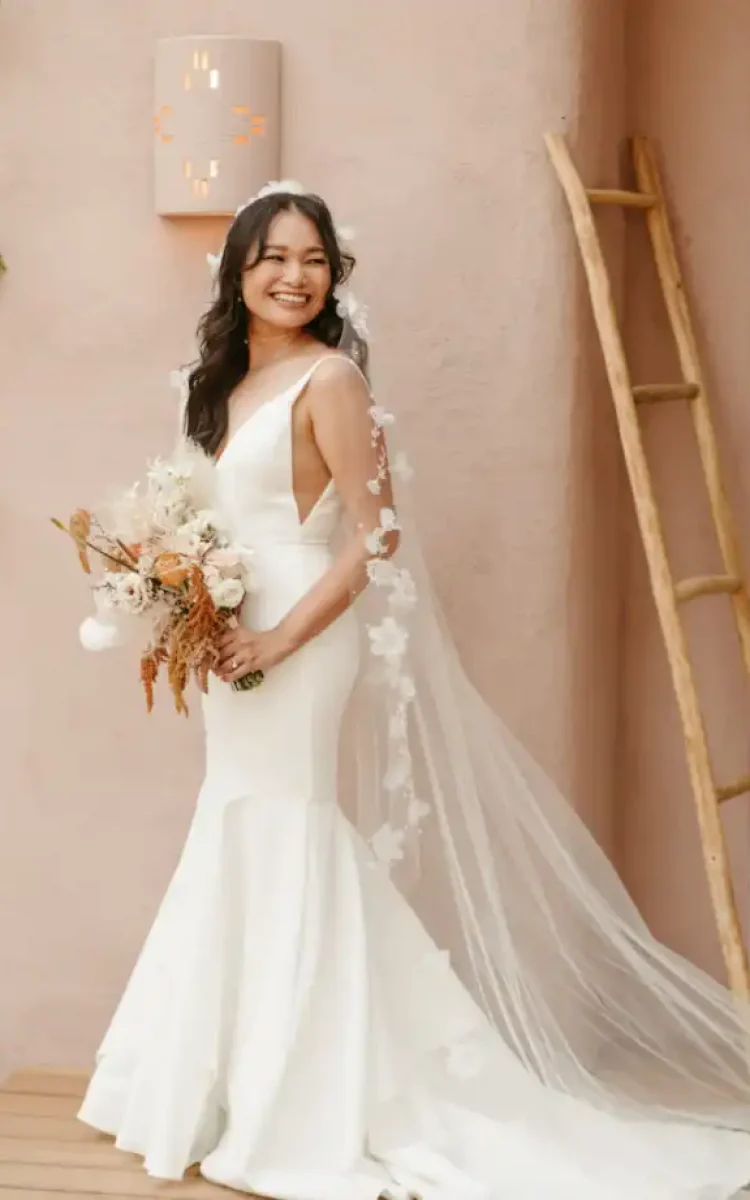 Bride Eileen Wears A Bespoke Riviera x Night Garden Veil