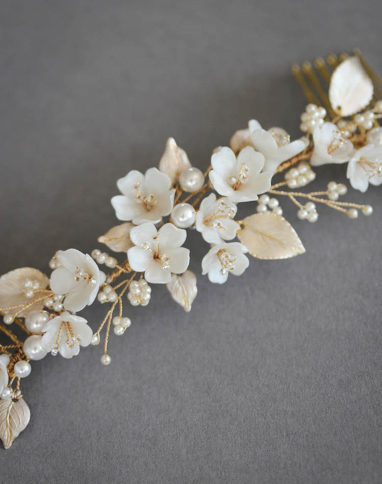 A Bespoke Floral Bridal Comb For Nz Bride Taylor 3