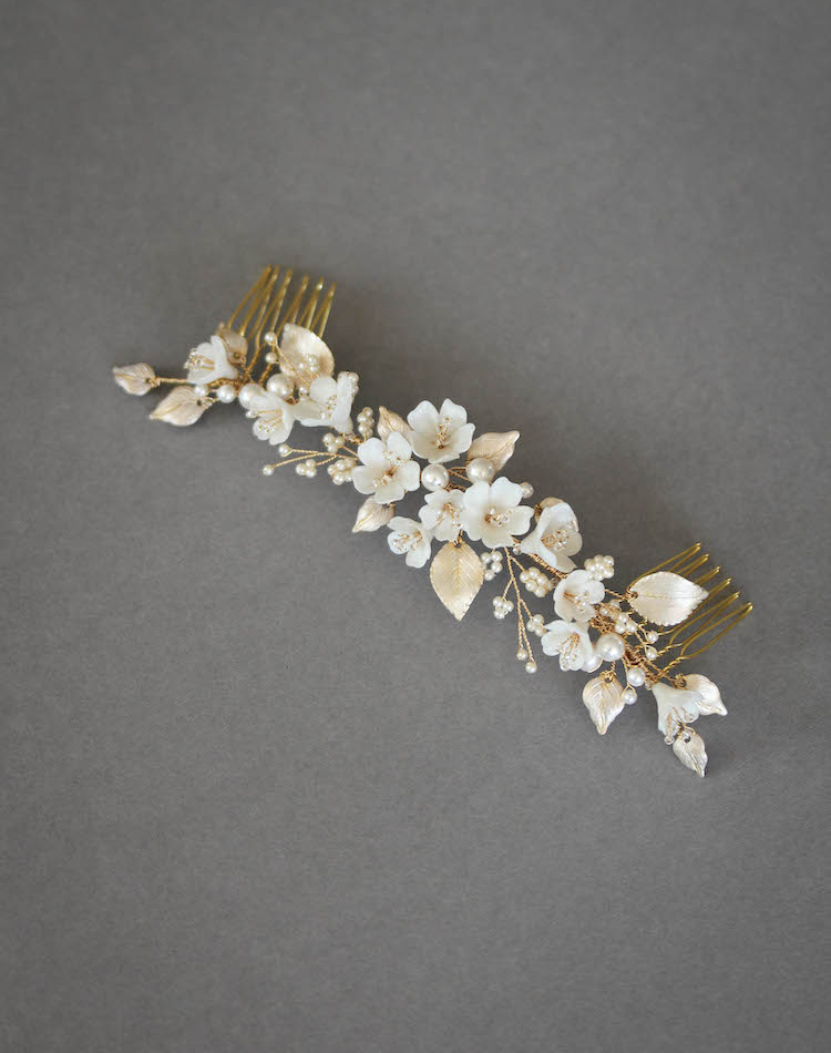 A Bespoke Floral Bridal Comb For Nz Bride Taylor 5