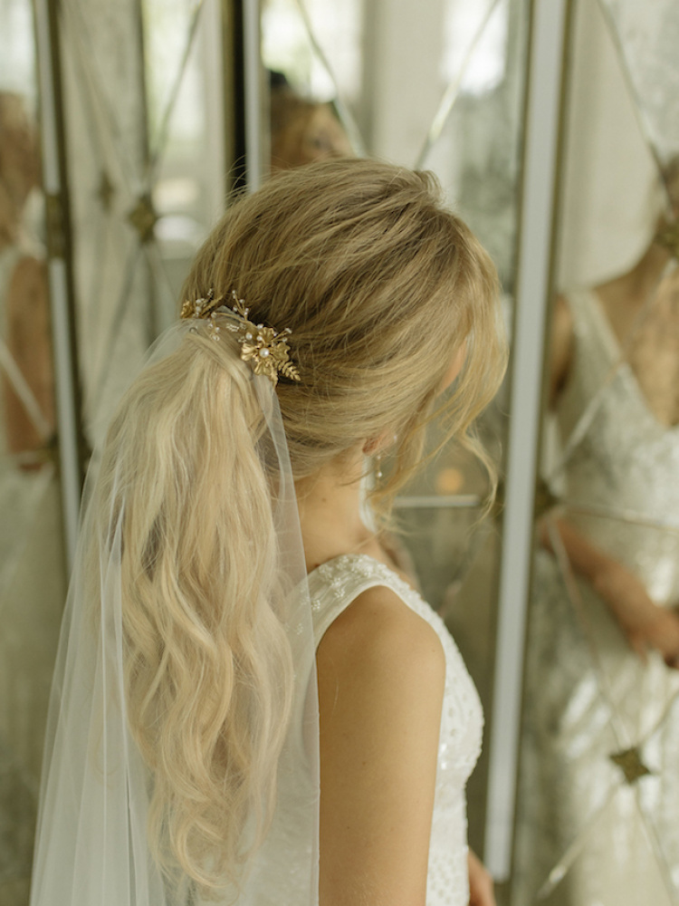 Audrey Chapel Veil For Wedding Ponytails 2