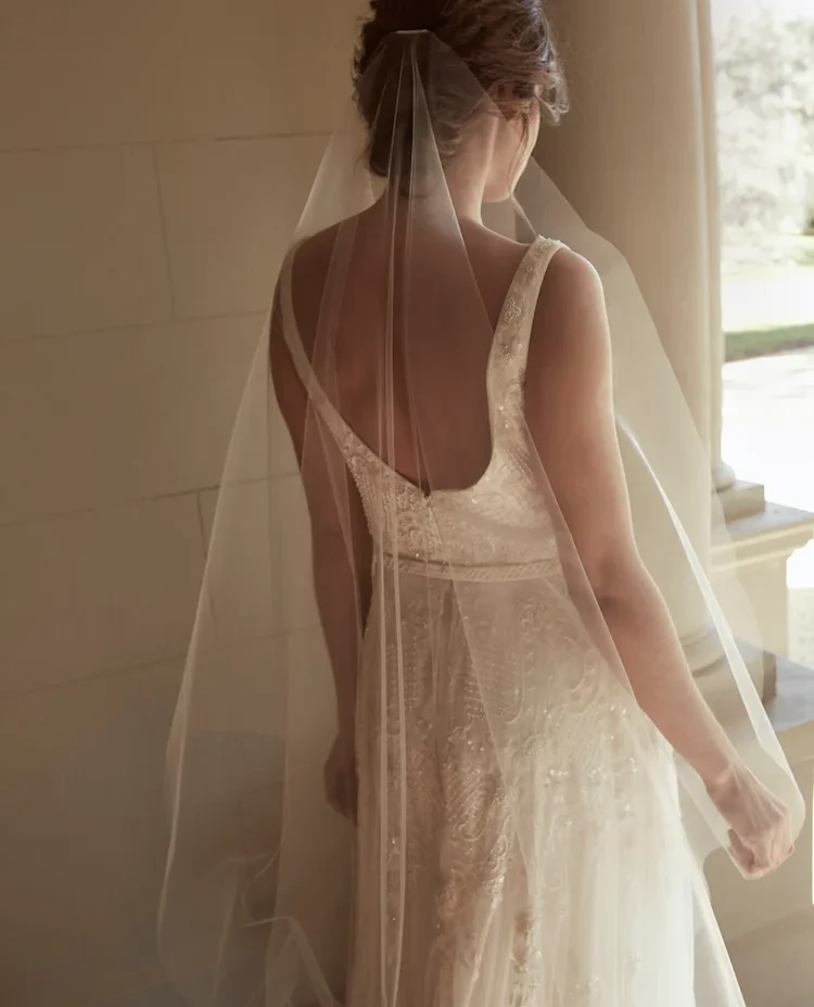Audrey Minimalist Chapel Wedding Veil 5