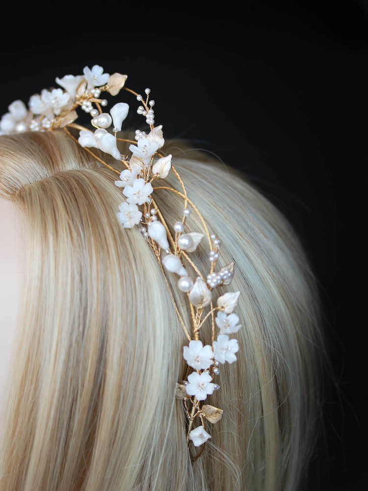 An Airy And Romantic Floral Headband For Bride Megan 7