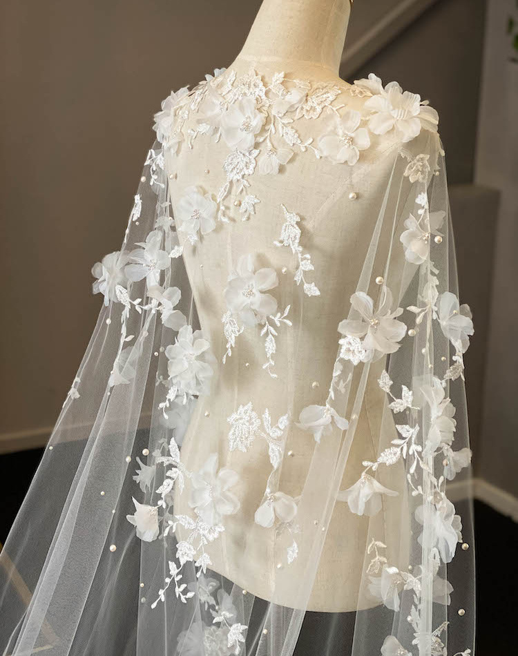 Fit For A Queen | A Floral Lace Wedding Cape For Alex 2