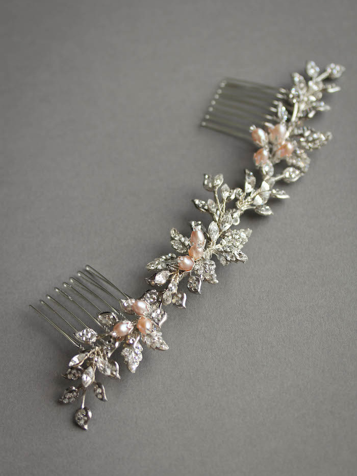 Bespoke For Brenda Silver And Blush Wedding Headpiece 2