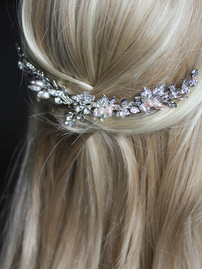Bespoke For Brenda Silver And Blush Wedding Headpiece 8