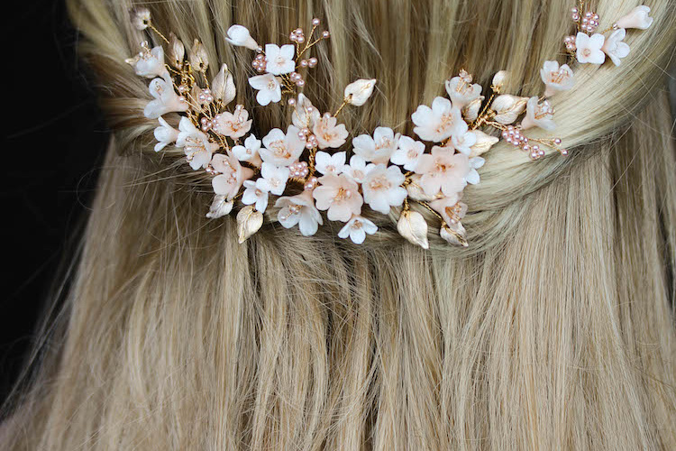 Bespoke For Tristan Cherry Blossom Floral Wedding Headpiece And Hair Pin Set 11