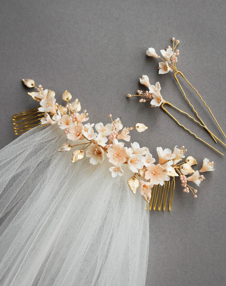 Bespoke For Tristan Cherry Blossom Floral Wedding Headpiece And Hair Pin Set 2