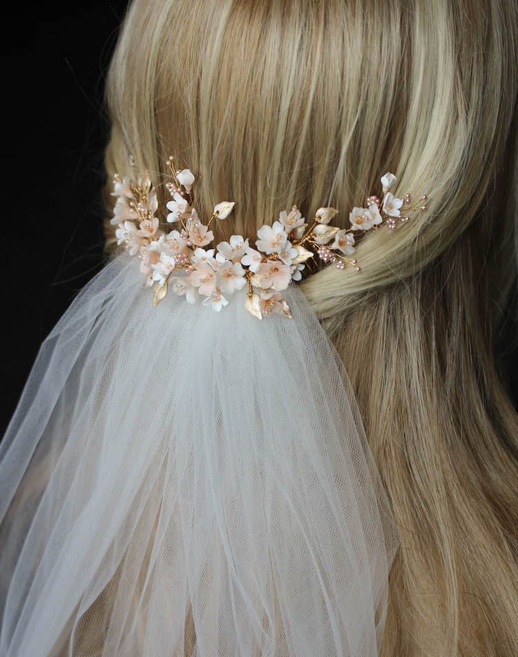 Bespoke For Tristan Cherry Blossom Floral Wedding Headpiece And Hair Pin Set 3