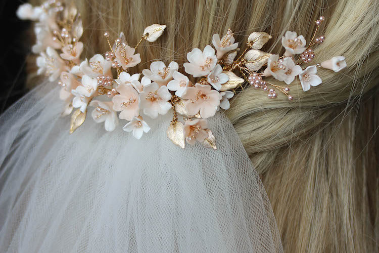 Bespoke For Tristan Cherry Blossom Floral Wedding Headpiece And Hair Pin Set 4