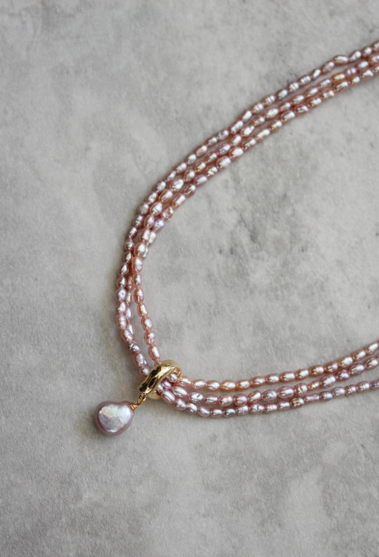 Biscotti Mauve Pearl Necklace 1