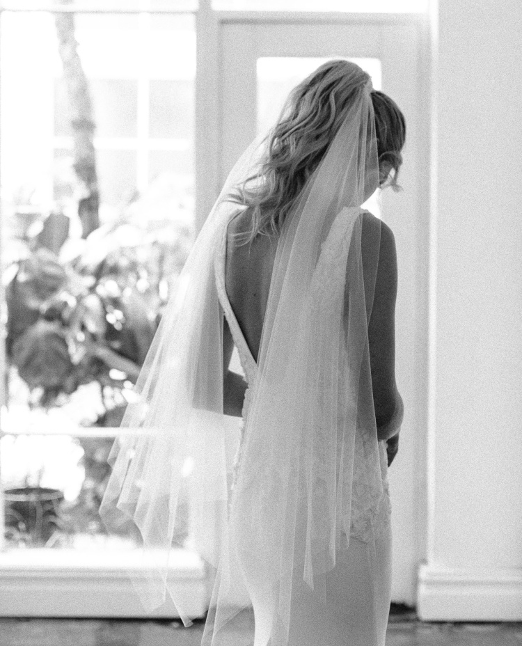 Bordeaux Fingertip Wedding Veil For Ponytail 2