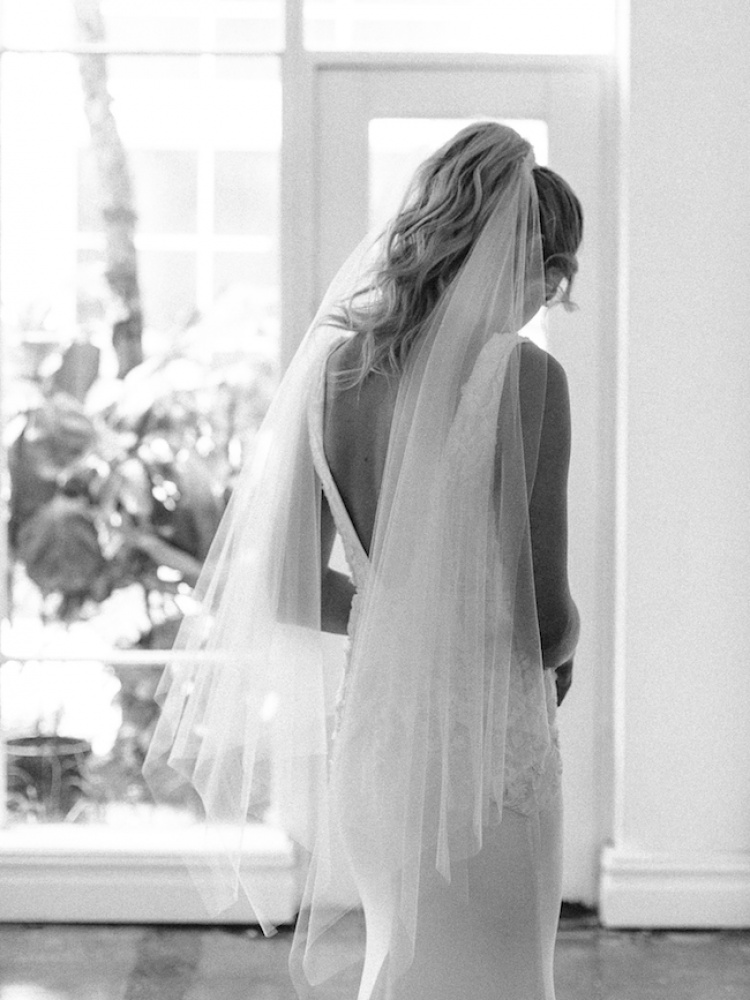 Bordeaux Fingertip Wedding Veil For Ponytails