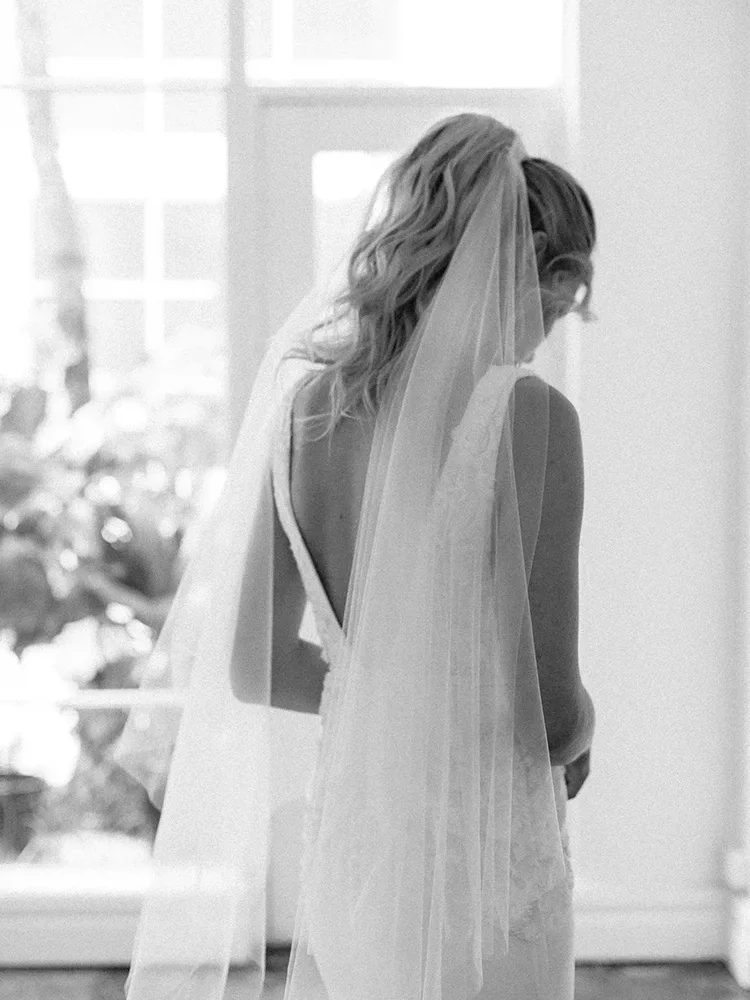 Bordeaux Wedding Veil For Ponytail