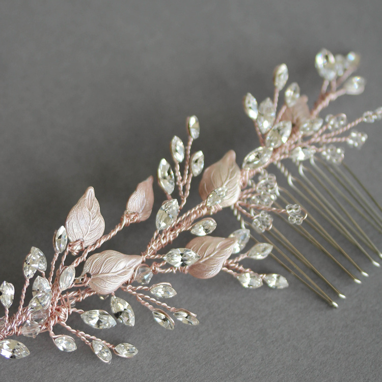 Bespoke For Holly Rose Gold Crystal Bridal Hair Vine 8