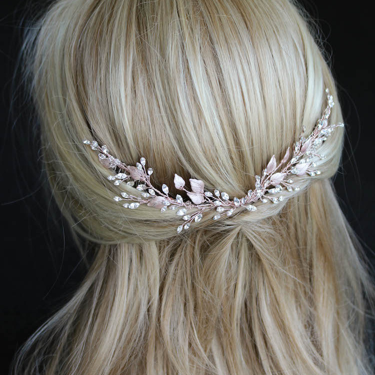 Bespoke For Holly Rose Gold Crystal Bridal Hair Vine 2