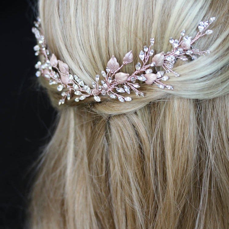 Bespoke For Holly Rose Gold Crystal Bridal Hair Vine 4