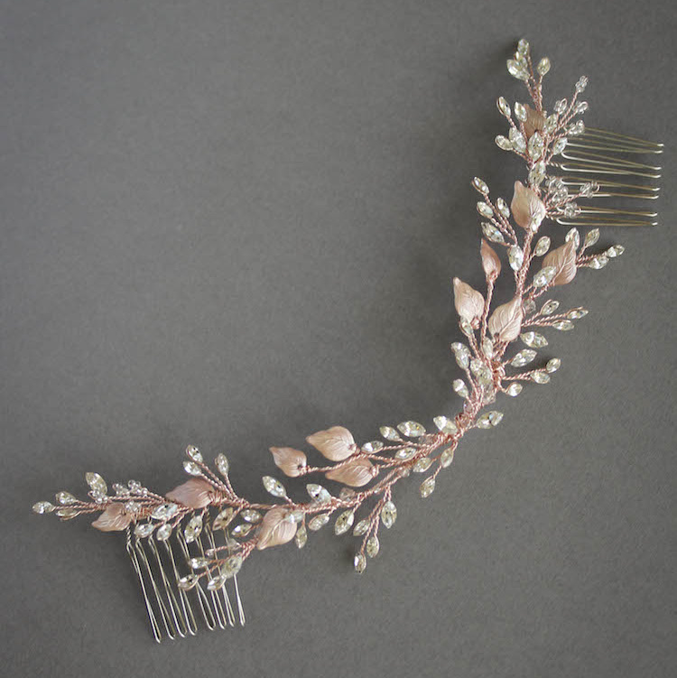 Bespoke For Holly Rose Gold Crystal Bridal Hair Vine 6