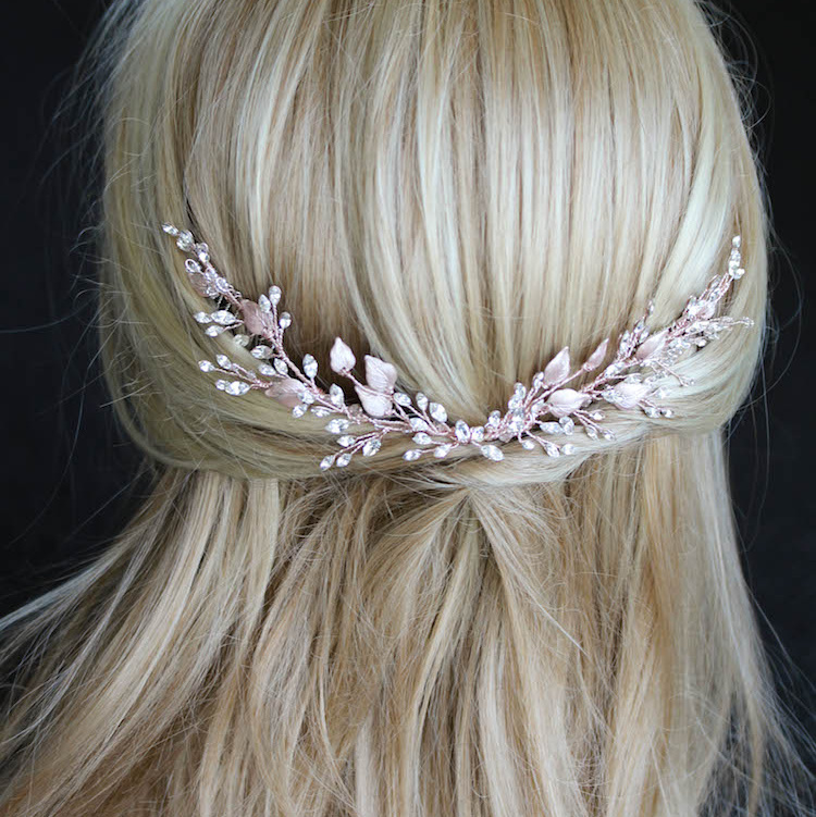 Bespoke For Holly Rose Gold Crystal Bridal Hair Vine 7