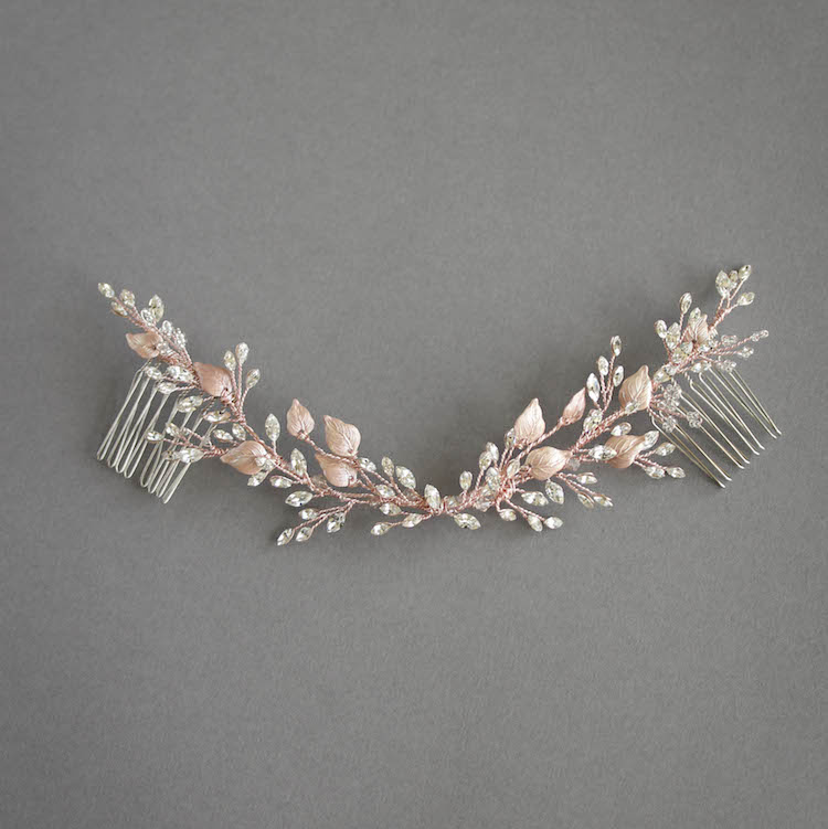 Bespoke For Holly Rose Gold Crystal Bridal Hair Vine